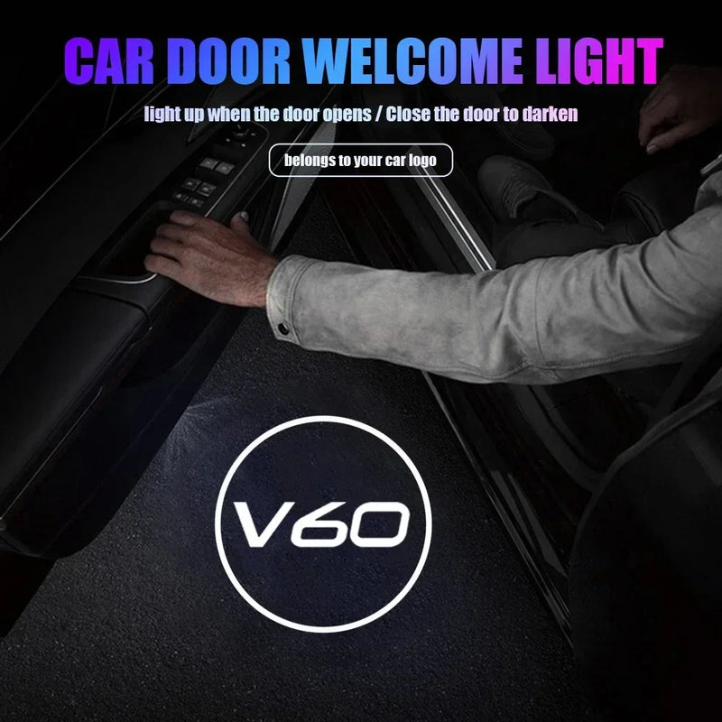 Projecteur Porte Volvo V60 2013-2024 LED, Lot de 2, 8 Motifs, Remplacement Direct