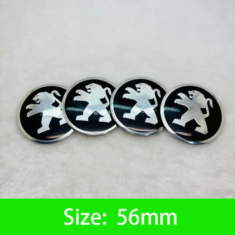 Autocollants Emblème de Moyeu Peugeot Lion 56 60 65 mm Lot de 4