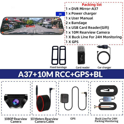 Dashcam Miroir E-ACE A37 2K Écran Tactile