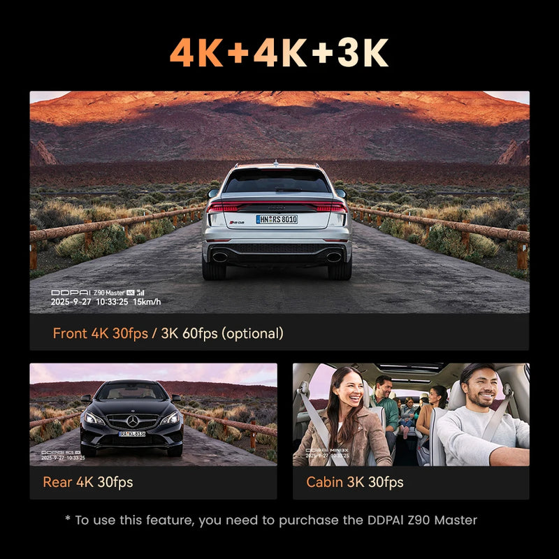 Dashcam DDPAI Z90 Master 4K Vorne Hinten HDR