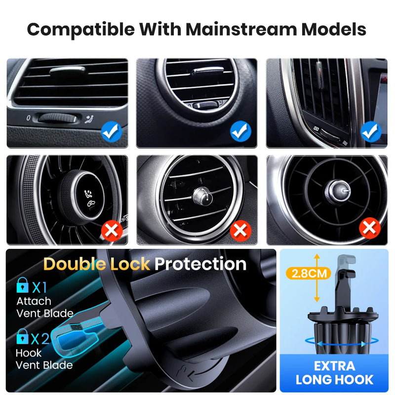 Support de Téléphone Voiture Magnétique Grille d'Aération 6 Aimants