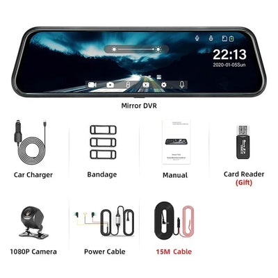 Dashcam Miroir 1080P Écran Tactile Double Caméra