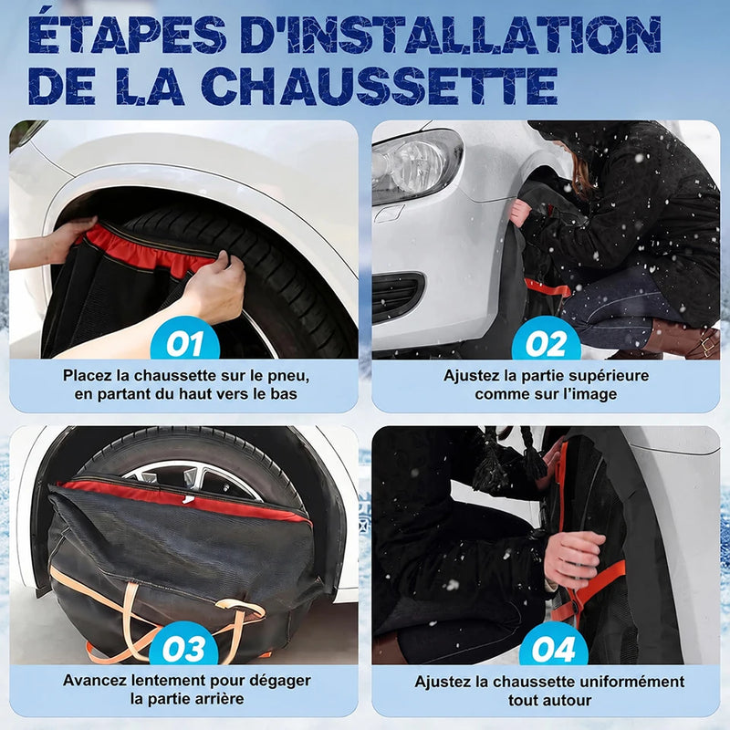 Chaussettes à Neige Voiture SUV Textile Universelles Sangles Orange