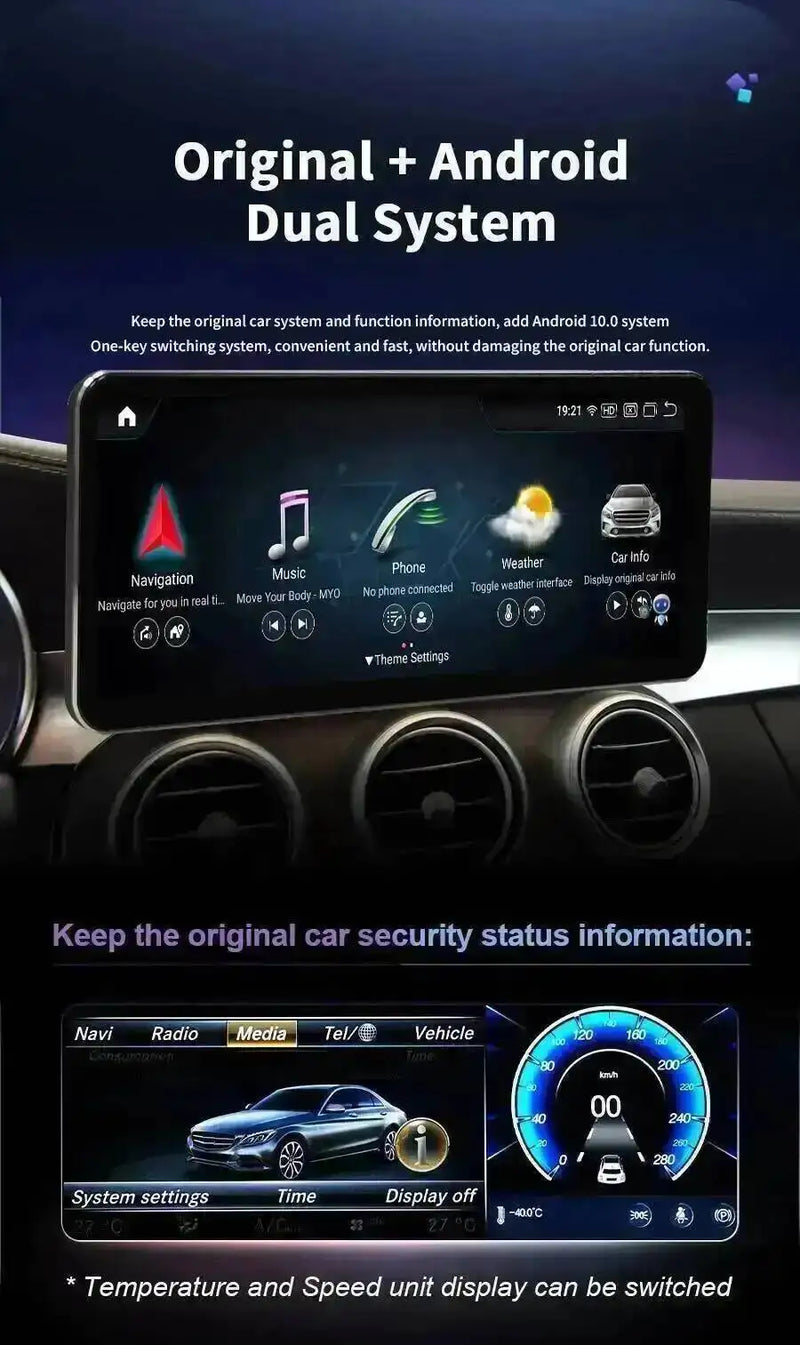 Autoradio Android 14 Mercedes-Benz GLC X253, C et Classe V W447 2015-2021 Écran 14,6 pouces CarPlay 4K