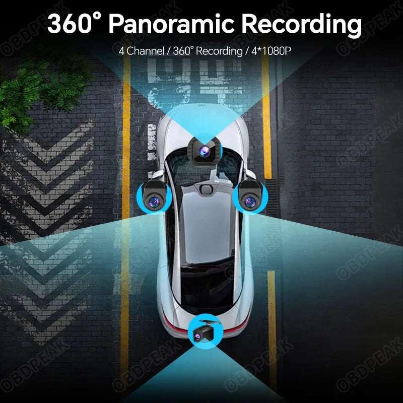 Dashcam Miroir OBDPEAK 11,26 Pouces 4K 4 Canaux