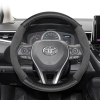 Couvre Volant Toyota Yaris, Corolla, C-HR, RAV4, Hilux, Aygo en Daim et Carbone, Tailles S, M et L