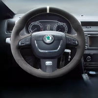 Couvre Volant Skoda Octavia RS, Superb, Yeti, Kodiaq, Rapid Spaceback, Cuir et Carbone à Coudre