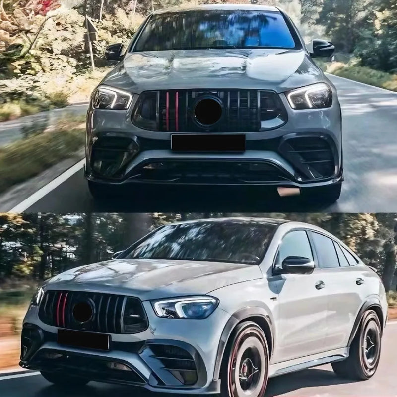 Calandre Mercedes GLE W167 2020-2023 Style Panamericana Noir Carbone Rouge