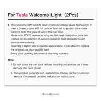 Projecteur Porte Tesla Model 3 2023-2027, Model Y 2025-2027, Lumière de Bienvenue 4K, 2 ou 4 Pièces
