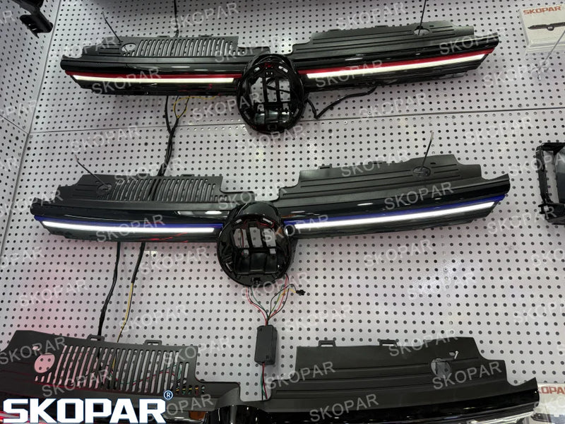 Calandre centrale supérieure VW Golf 8 MK8 GTI, R et R-Line 2020-2024 – Grille avec feux de position LED DRL
