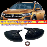 Coques de Rétroviseur Dacia Sandero 2021-2024 Noir Brillant ou Aspect Carbone