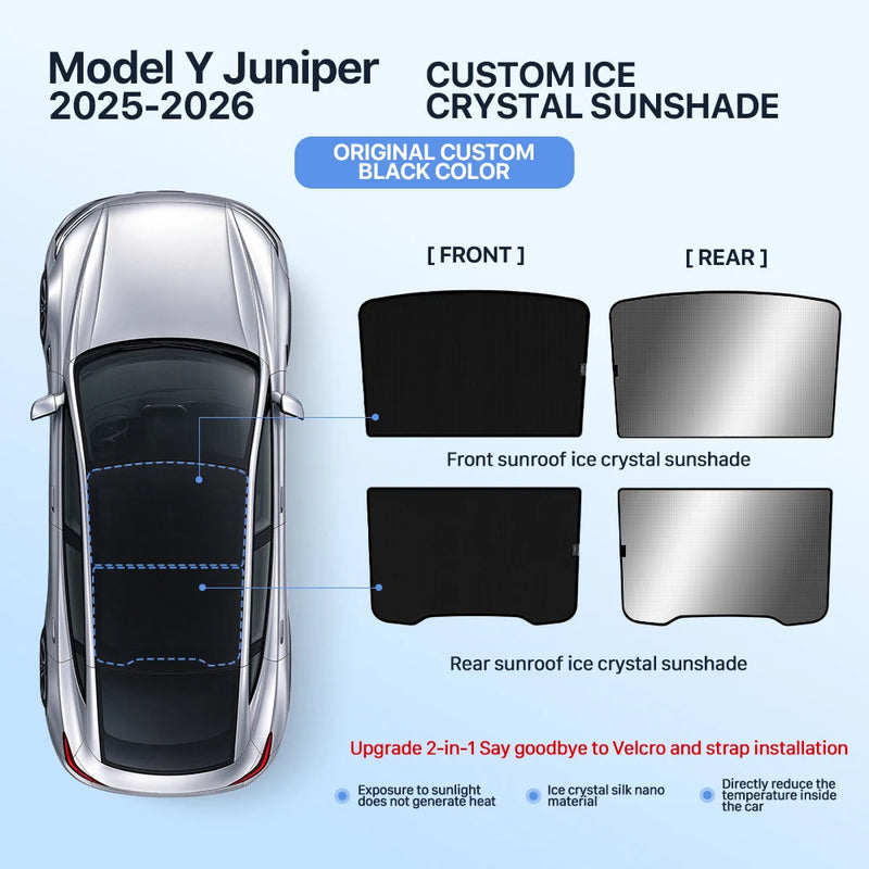 Pare-Soleil de Toit Tesla Model 3 Highland Model Y Juniper Cristal de Glace Noir ou Gris