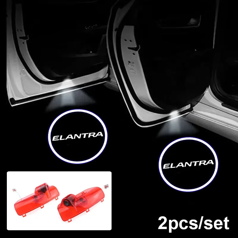 Projecteur Porte Hyundai Elantra 2008-2015, Lumière de Bienvenue LED, Lot de 2, 7 Motifs