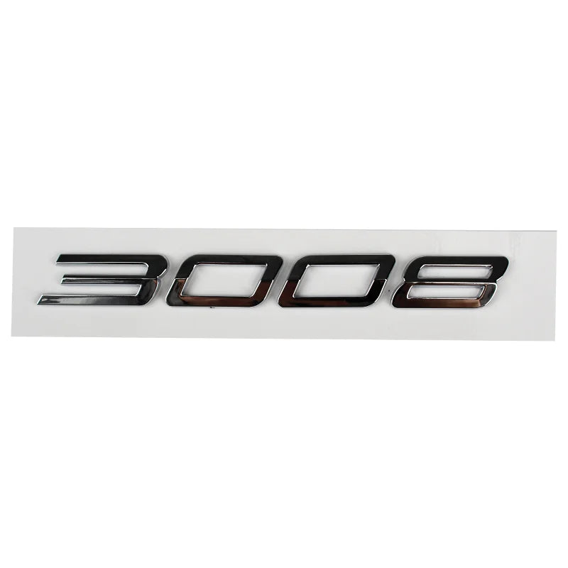 Logo Peugeot 2008, 3008, 4008 et 5008 en ABS 3D, Emblème Chiffres de Coffre 2023-2025, Noir Brillant, Gris Foncé ou Chrome