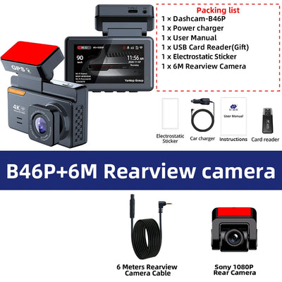 Dashcam E-ACE B46P 4K Double Objectif GPS WiFi