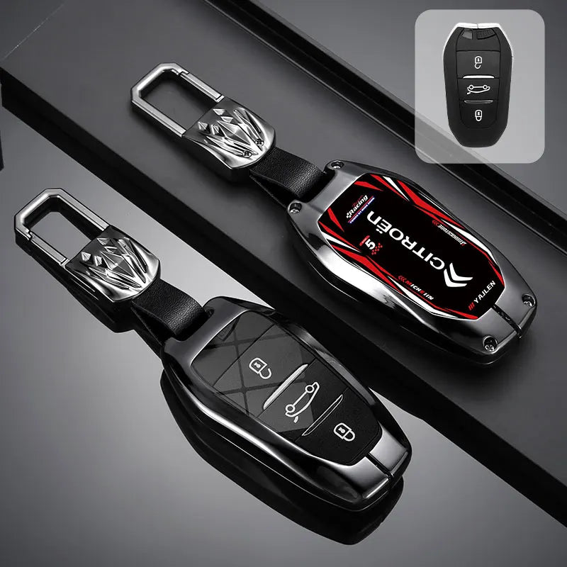 Étui de Protection Clé Citroën C3 C4 C5 Berlingo Picasso Alliage de Zinc Blanc ou Noir