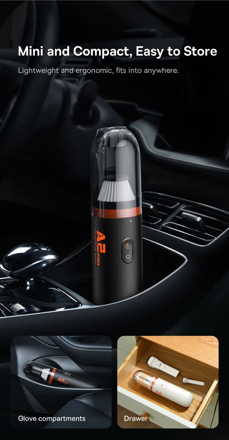 Aspirateur de Voiture Sans Fil Baseus A2 Pro 6000 Pa Filtre HEPA Aspire et Souffle