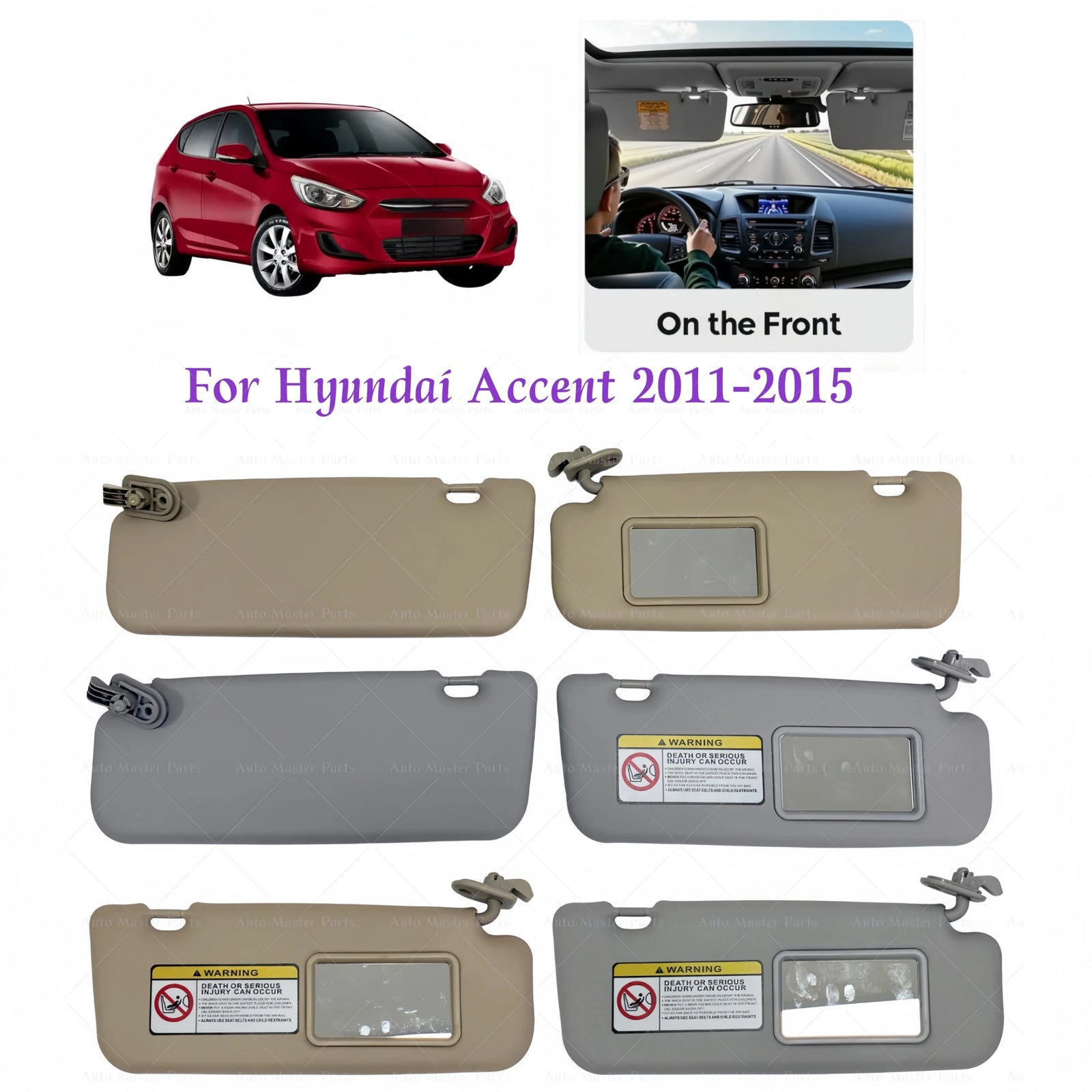 Pare-Soleil Hyundai Accent Verna 2011-2015 avec Miroir