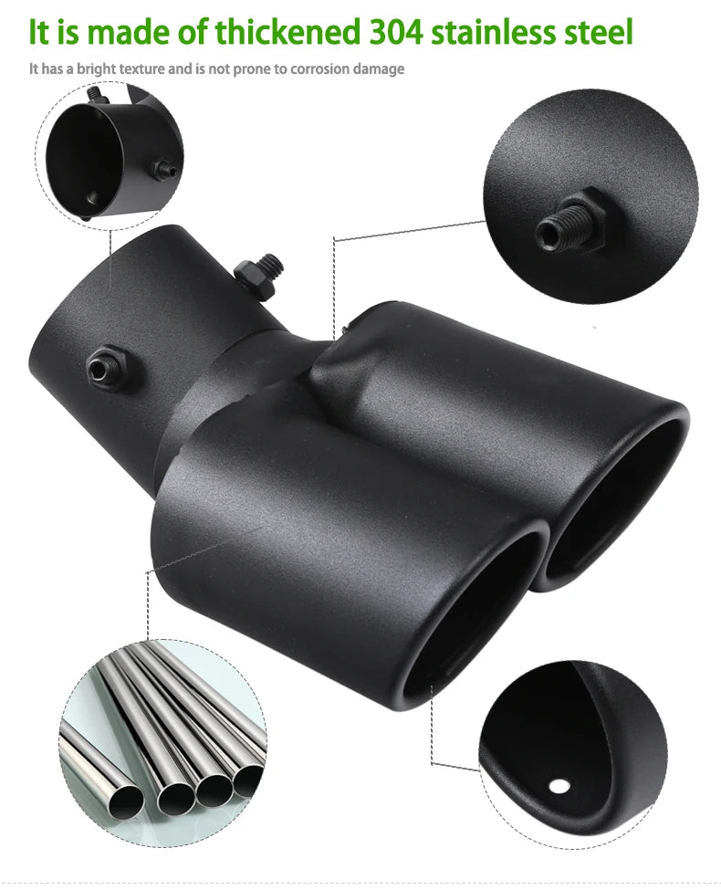 Embout d'Échappement Double Sortie Universel Inox 304 Entrée 63 mm