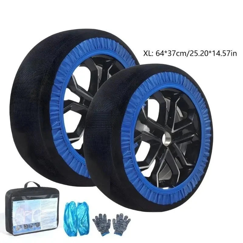 Chaussettes à Neige Voiture Textile Bleues Paire Tailles XS à XXL