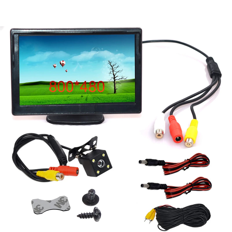 Kit Caméra de Recul avec Écran 5 Pouces 800 x 480 Pied ou Ventouse