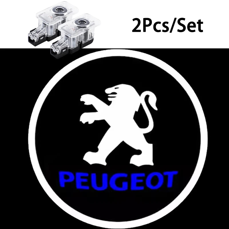 Projecteur Logo Porte Peugeot Blason ou Lion LED 2 Pièces