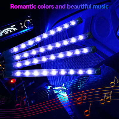 Éclairage d'Ambiance LED RGB 72 Diodes Bluetooth Voiture