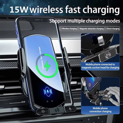 Support Téléphone Chargeur Sans Fil Automatique Ventouse Universel