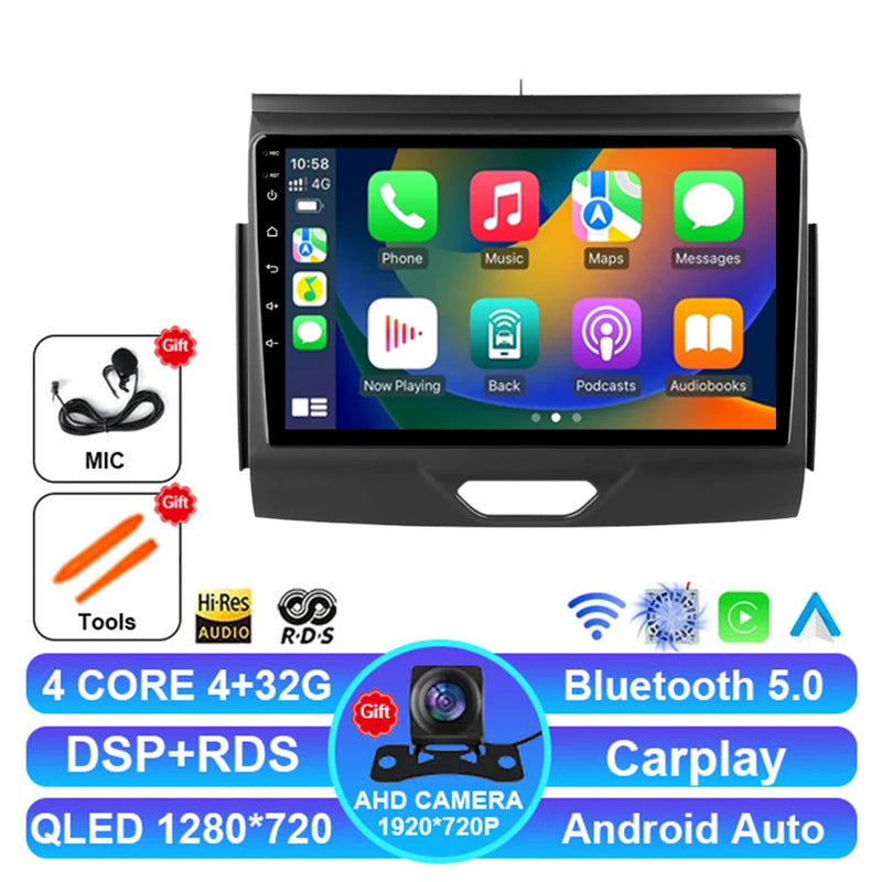 Autoradio Android 15 Ford Everest et Ranger 2015-2018 CarPlay Sans Fil GPS 4G