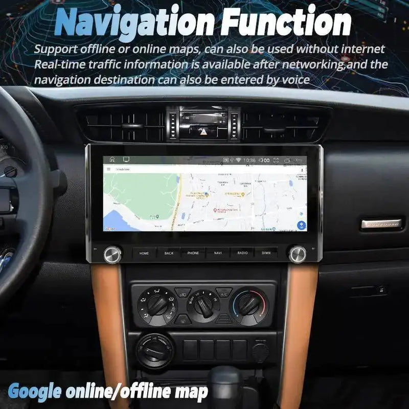 Autoradio Écran 12,3 Pouces Toyota Fortuner et Hilux 2015-2021 Android 14 CarPlay Sans Fil DSP