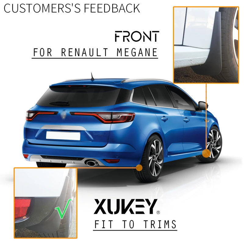 Garde-Boue Renault Mégane I II III IV Xukey Jeu de 4 Bavettes Souples Anti-Éclaboussures