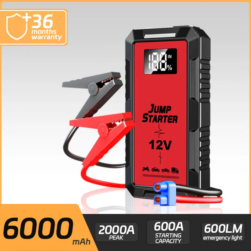 Booster de Batterie Voiture 12V 1200A Écran Numérique 5 Coloris
