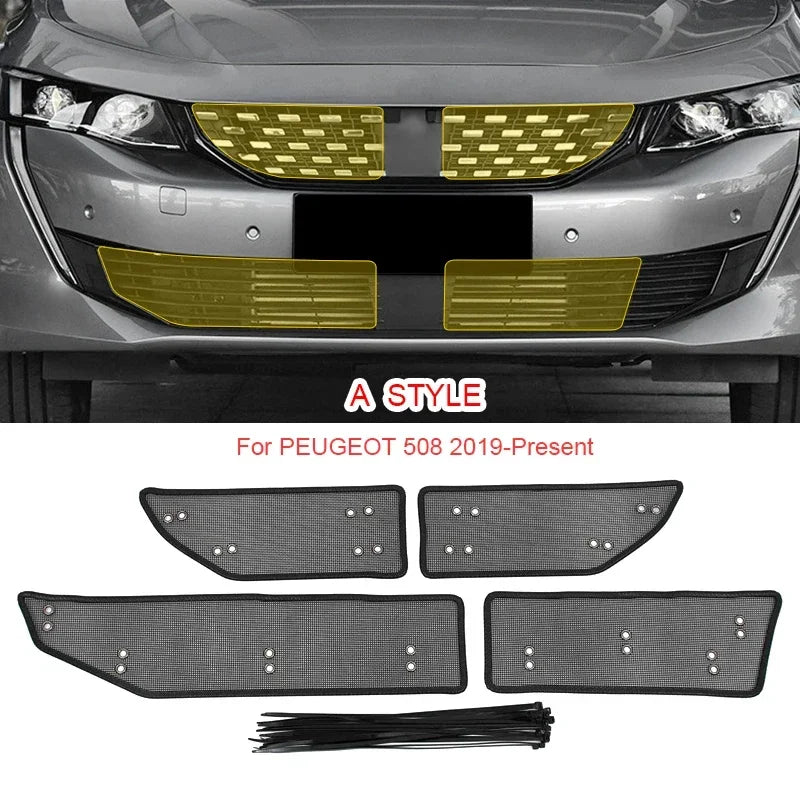 Filet de Calandre Peugeot 508 2019-2025 Anti-Insectes, Grille de Protection en Maille Métal, Style A ou B