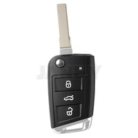 Coque de Clé Volkswagen Golf 7 Polo Tiguan Touran Seat Skoda MQB 3 Touches HU66 ou HU162T