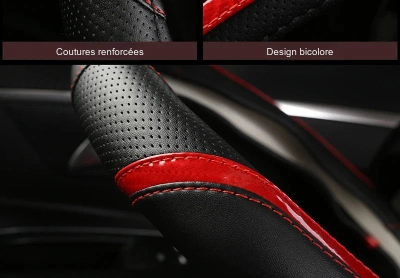 Couvre Volant Peugeot 208 308 2008 Forme D Cuir Bandes Laquées