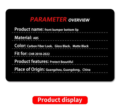 Lame Pare-Choc Avant Toyota CHR 2018-2022 Splitter