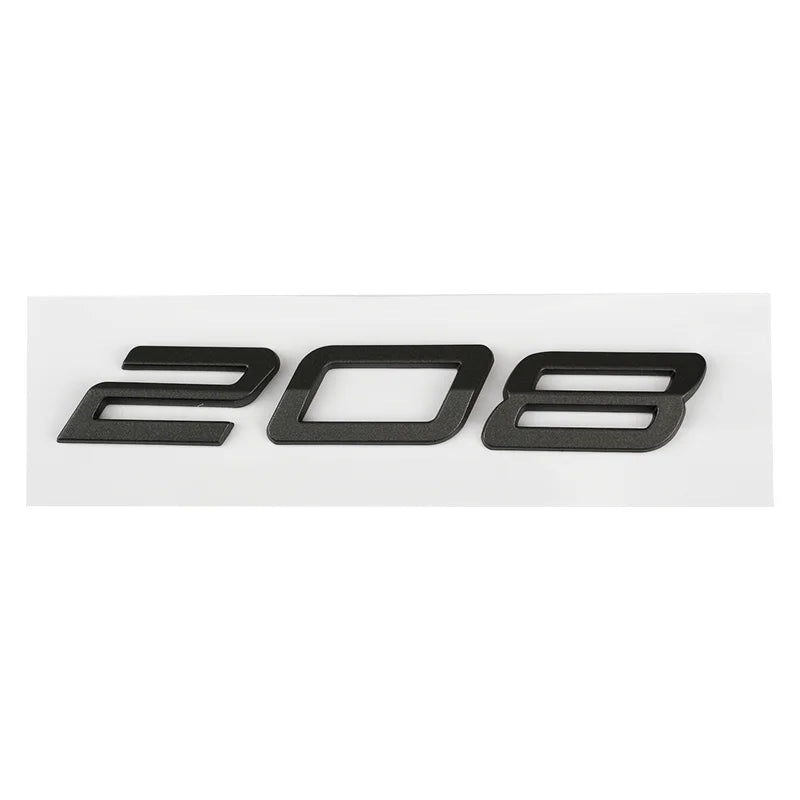 Logo Peugeot 208, 308, 408, 408X, 508 et 508L en ABS 3D, Emblème Lettres de Coffre Noir Brillant, Argent ou Gris