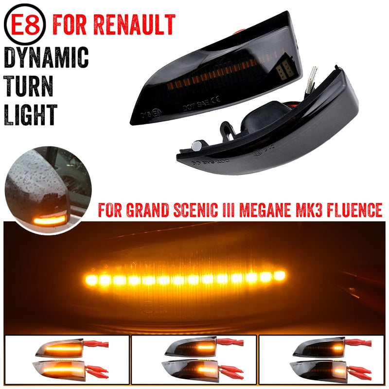 Clignotants LED de Miroir Latéral Dynamiques Renault Megane III Scenic III Fluence Latitude Laguna III Séquentiels
