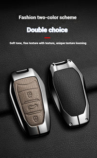 Étui de Protection Clé Peugeot Citroën Cuir et Alliage 207 307 308 407 607 807 C2 C3 C4 C5 C6 C8