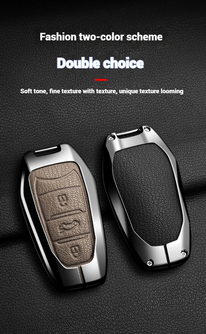 Étui de Protection Clé Peugeot Citroën Cuir et Alliage 207 307 308 407 607 807 C2 C3 C4 C5 C6 C8