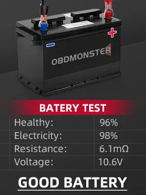 Testeur de Batterie Voiture 6V 12V 24V 100-2000 CCA Écran LCD