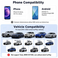 Boîtier CarPlay AI Box Android 14 Sans Fil Plug and Play