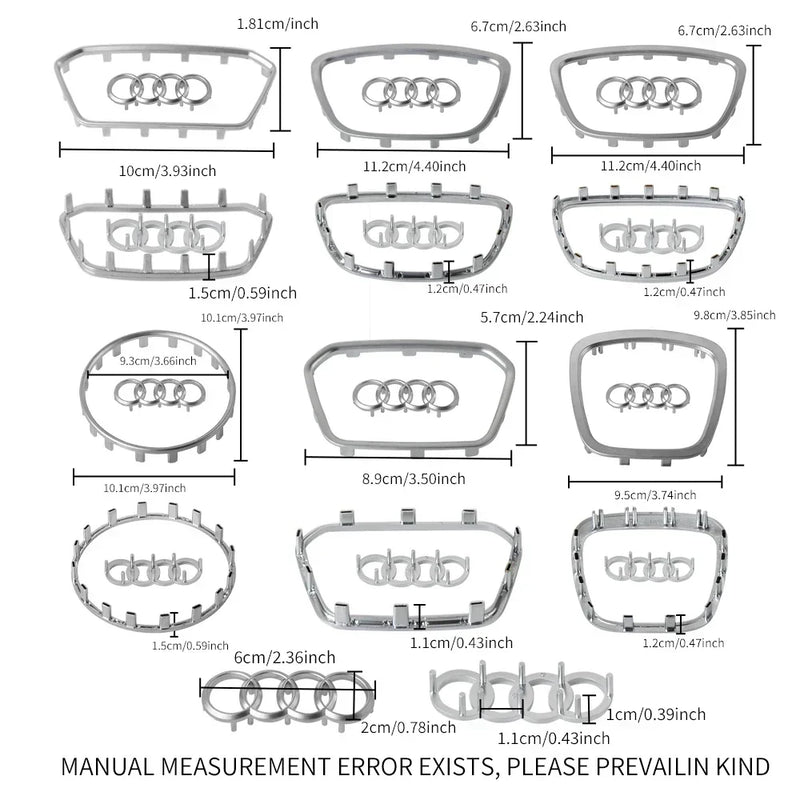Logo Audi Autocollant 4 Anneaux Électroplaqué A3 A4 Q5