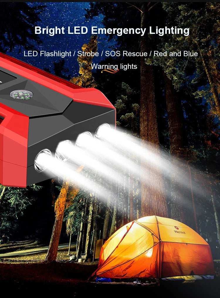 Booster de Batterie Voiture 12V Portable avec Lampe LED et Ports USB