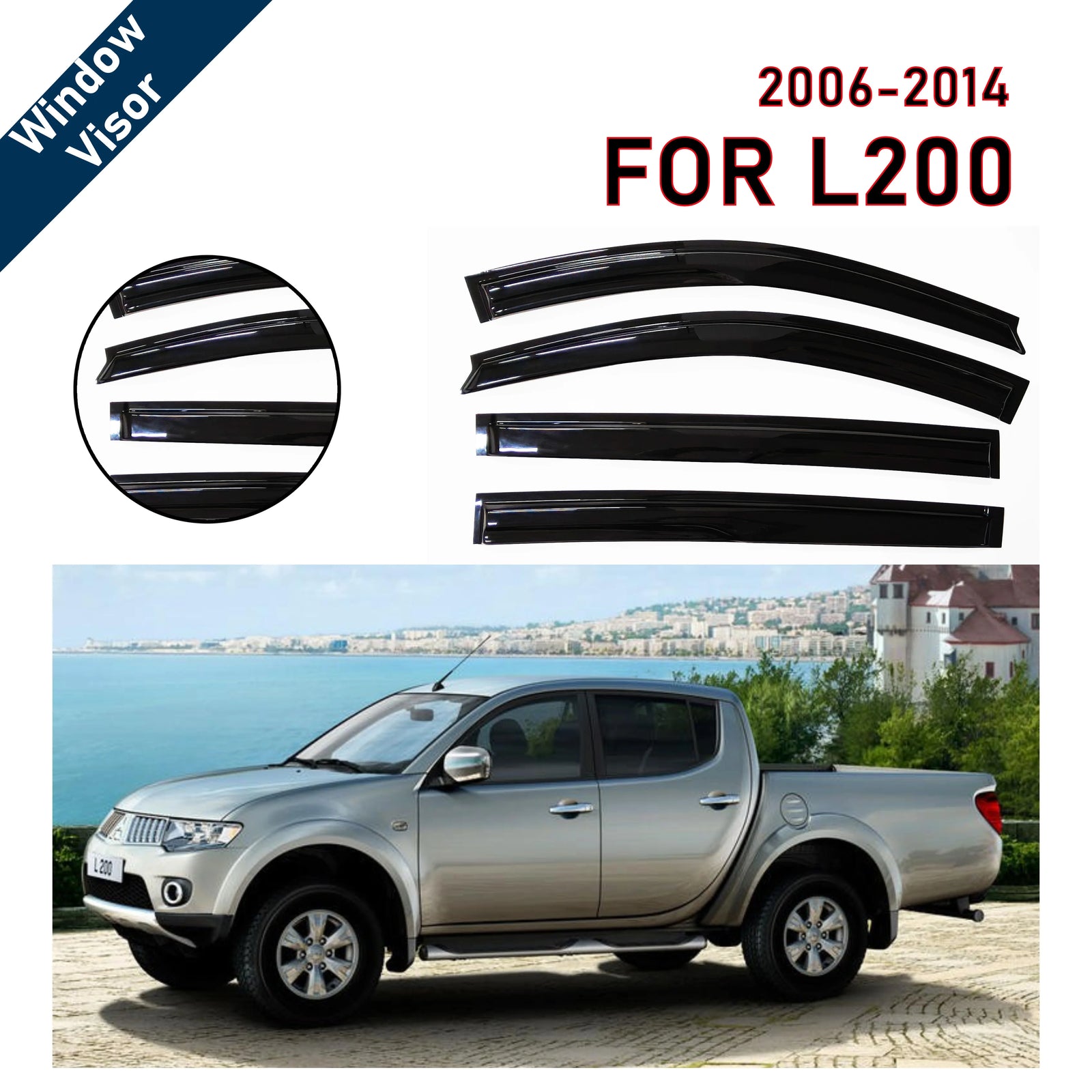 Déflecteur de Vitre Mitsubishi L200 Double Cabine 2006-2014