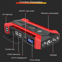 Booster de Batterie Voiture 12V Portable avec Lampe LED et Ports USB