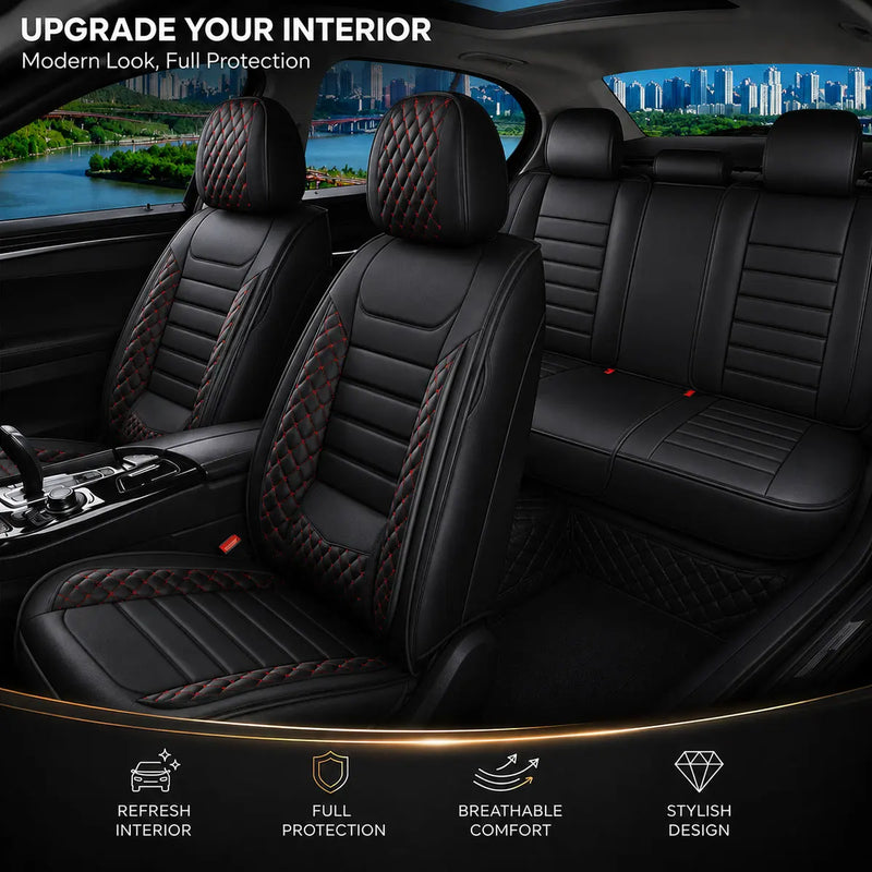 Housses de Siège Cuir PU Hyundai Tucson Kona i20 i30 i10 Santa Fe Bayon Nexo 5 Places Airbag Compatible Imperméables