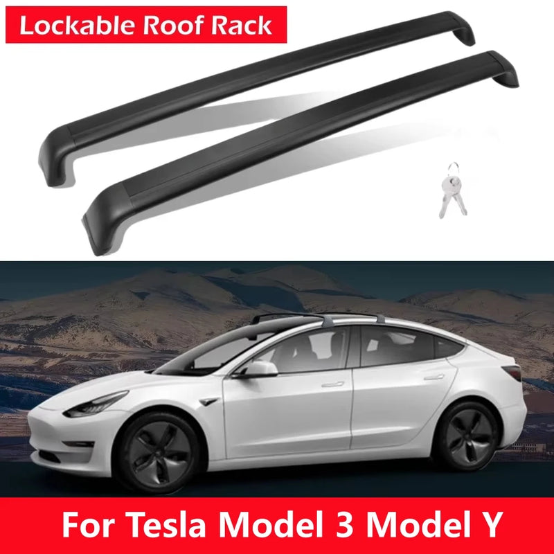 Barres de Toit Verrouillables Tesla Model 3 et Model Y 2017-2026 en Aluminium Antivol
