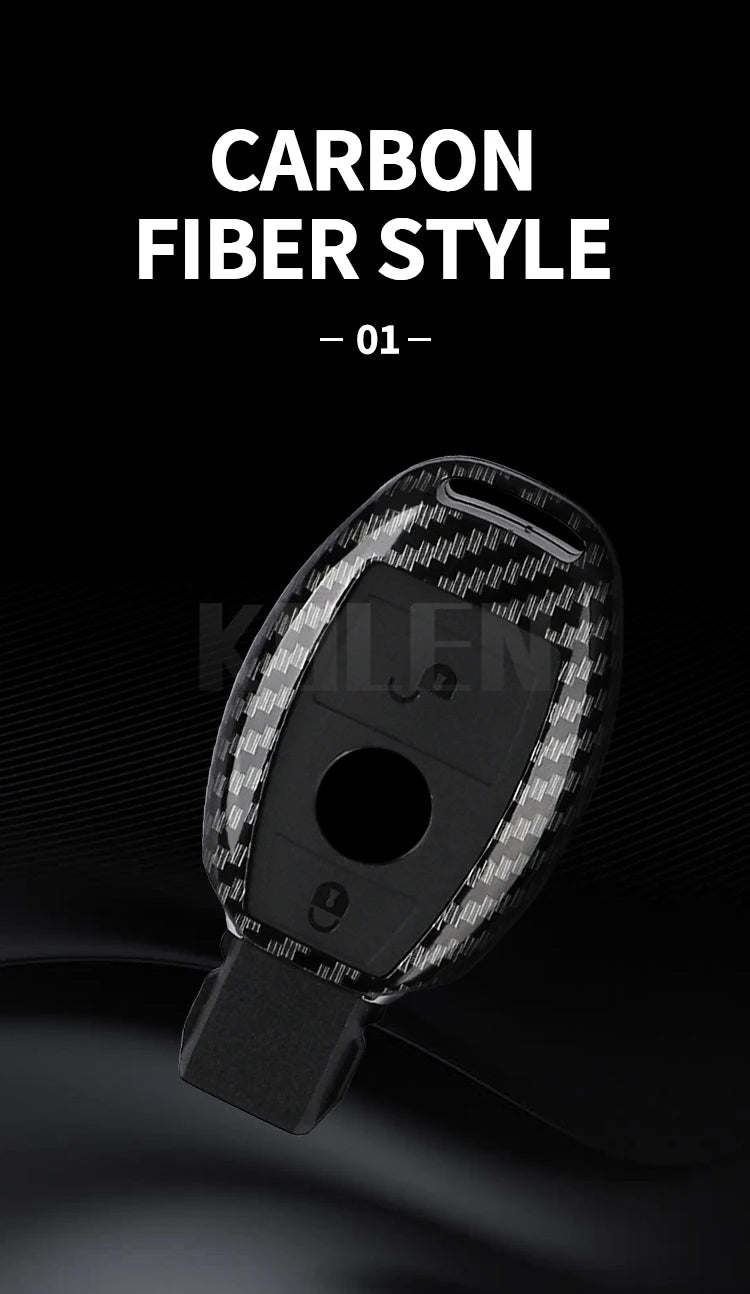 Étui de Protection Clé Mercedes Classe A B C E GLA GLC CLA CLS Fibre de Carbone 2 ou 3 Touches