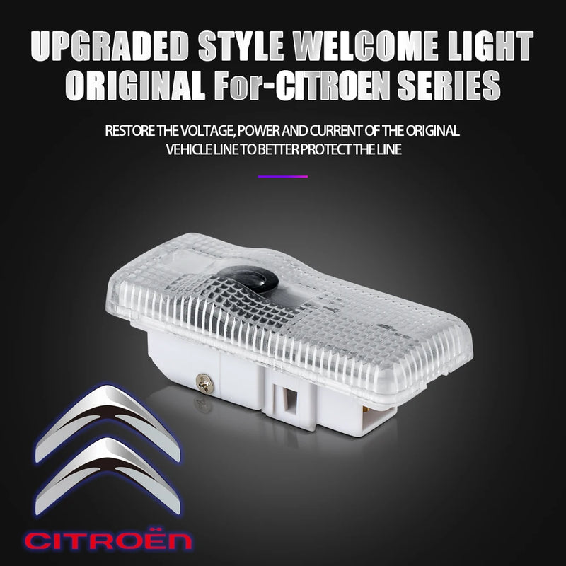 Projecteur Porte Citroën LED, Lot de 2, Remplacement Direct, C1 C2 C3 C4 C5 Berlingo